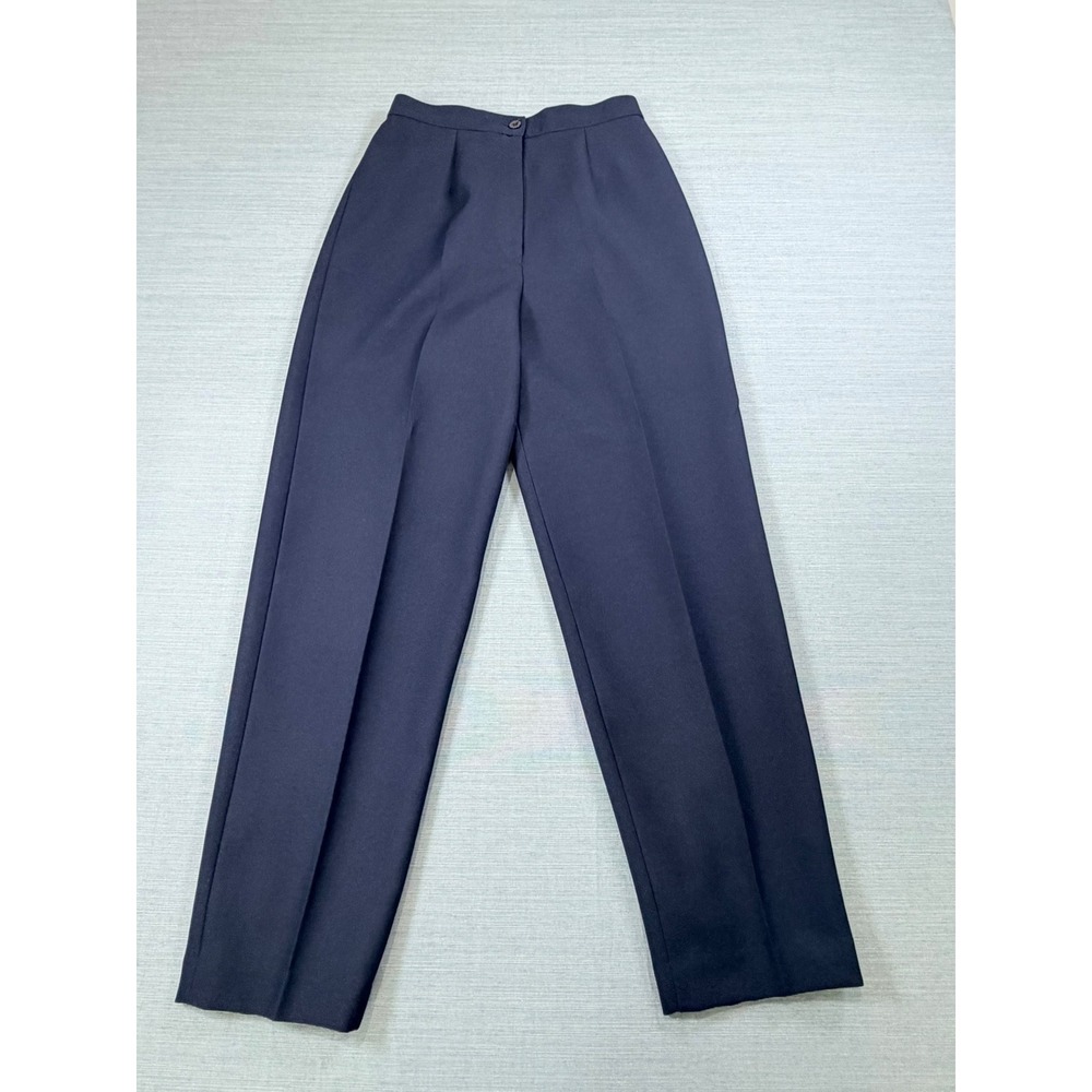 Haberdashery Leslie Fay Navy Blue High Waist Straight Leg Dress Pants Petite 8P‎